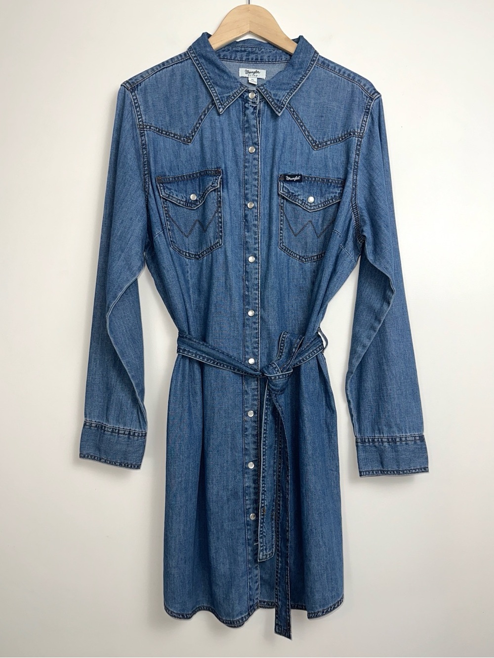 NWT Wrangler Long Sleeve Denim Snap Western Shirt Mini Dress - Picture 6 of 16